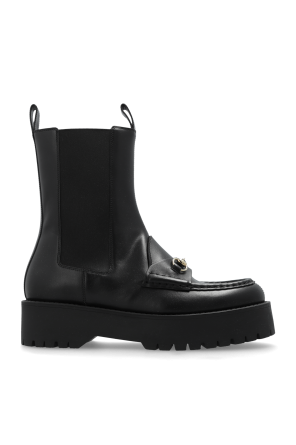 ロングブーツ SALVATORE FERRAGAMO Black Leather Tia Ankle Boots Black Chelsea boots `Tia` FERRAGAMO - Vitkac AS